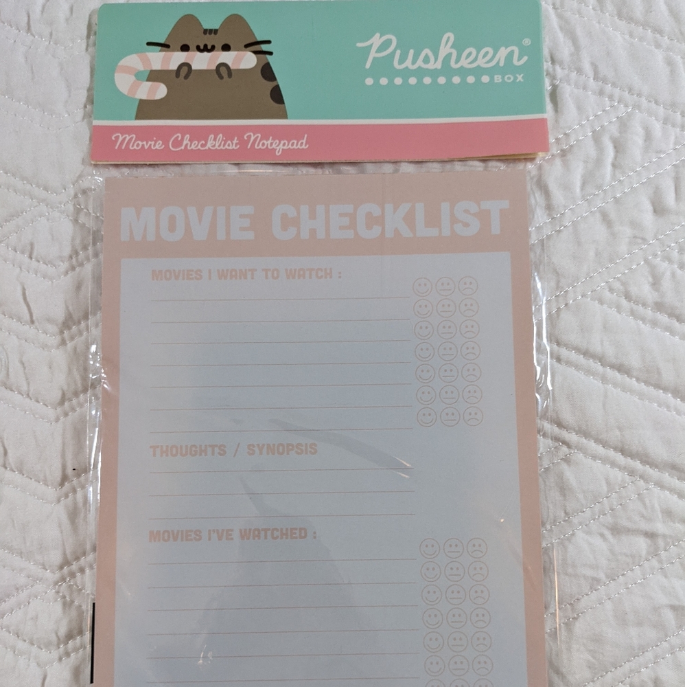 Culturefly Pusheen Winter Box Exclusive New Movie Night Checklist Notepad - Picture 1 of 4